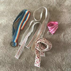 Lot of 5 Assorted Belts Women’s 8 9 10 11 Juniors Rainbow Cherry Cloth Twill